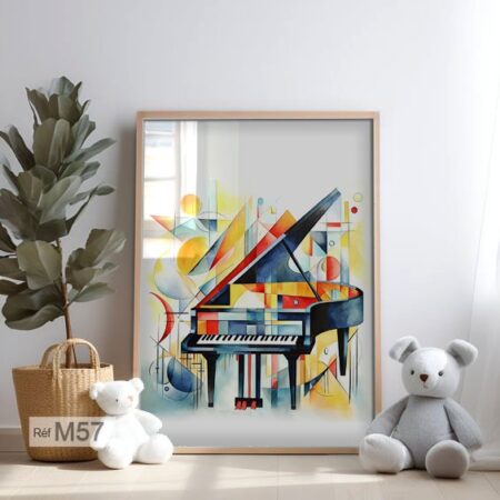 Magnifique Tableaux décoratifs musique piano , peinture aquarelle, style vintage Classique géométrique decor chambre et salle au Maroc