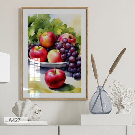 peinture murale élégante pour cuisine ou restaurant au Maroc, Tableau décoratif nature morte avec fruits ديكور مطبخ أو مطعم