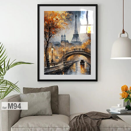 Peinture moderne aux couleurs vives dans un style impressionniste, Tableau décoratif de la Tour Eiffel à Paris