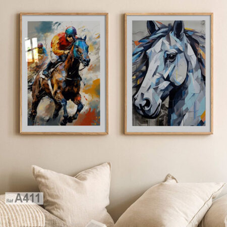 Tableau décoratif course de chevaux et cavalier vibrant, idées d'art mural inspiré du Maroc معرض لوحات تشكيلية