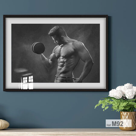 Tableau décoratif pour salle de sport & fitness, gym & salle de musculation en noir et blanc, disponible à Rabat