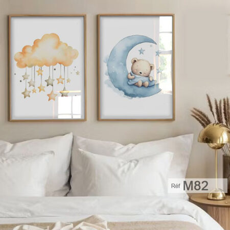 idéé décoration mural enfants avec cadre, style marocain pour chambre moderne, Tableau déco chambre enfant fille et garçon - Magasin en ligne