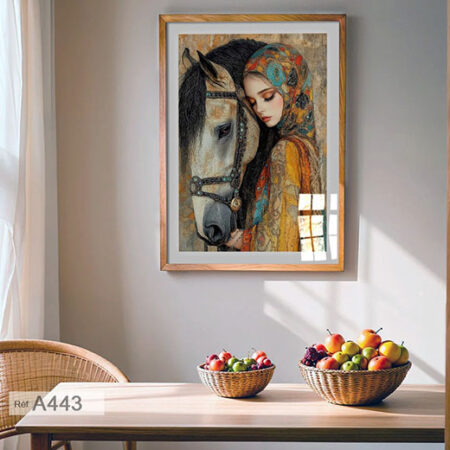 Tableau décoratif Peinture femme voilée vêtement traditionnel & cheval, Maison & salon au Maroc