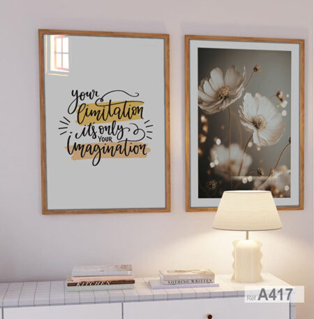 Deux Tableaux décoratifs modernes citation motivation positive en Français avec cadre