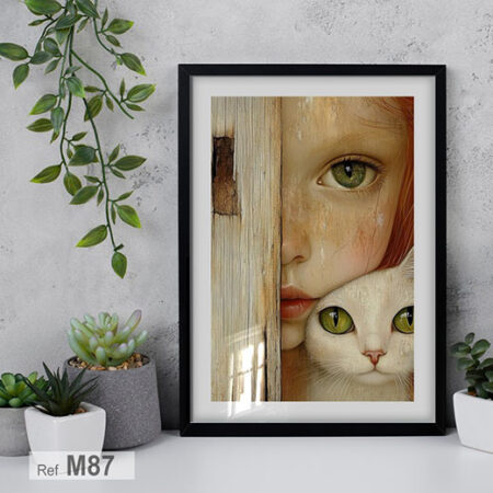 Portrait de jeune femme aux yeux de chat, peinture à l'huile, en vente au Maroc, Tableau décoratif figurative
