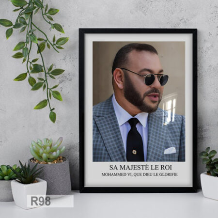Tableau mural du Roi Mohammed VI en plein santé et majesté, décoration de bureau صورة صاحب الجلالة encadré et vitré