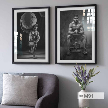 Tableau décoratif pour salle de sport et fitness, image d'un homme en musculation à Casablanca, Rabat et tout le Maroc