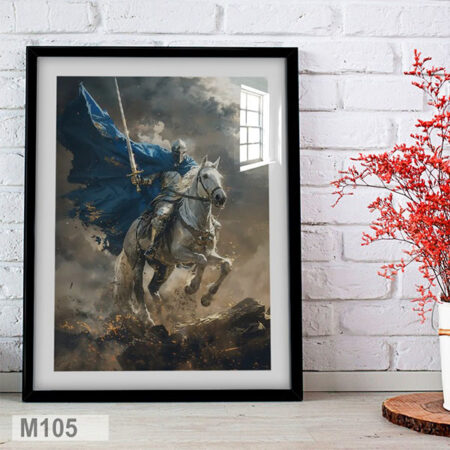 Chevalier légendaire médiéval, époque du Moyen Âge - Peinture d'un cheval blanc, vente Poster & tableau au Maroc