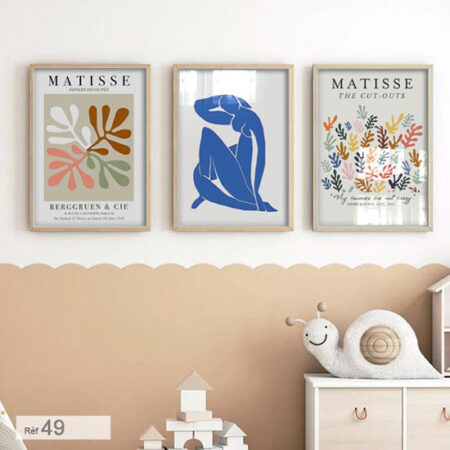 Matisse bleu Klein, Tableaux mureaux modernes, impressions encadrées pour decoration chic, atelier Marocain.