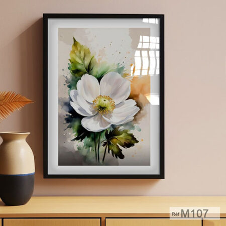 Œuvre artistique représentant une fleur d’anémone blanche en aquarelle Japan, disponible en posters à vendre au Maroc