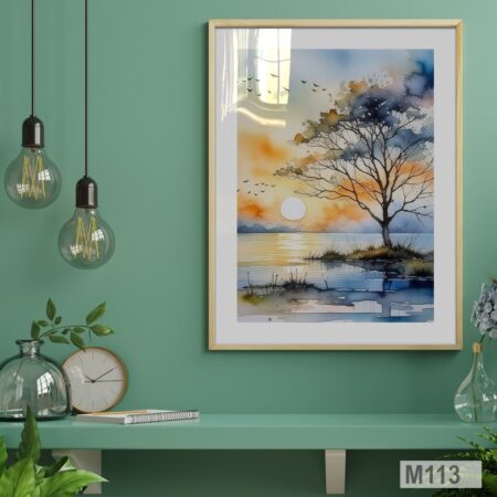 Tableau décoratif coloré et vitré, représentant un paysage enchanteur au coucher du soleil, idéal pour sublimer chambre et salon - Essaouira
