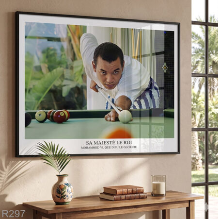 Photographie artistique, Roi Mohammed VI jouant au billard au club, parfaite décoration murale لوحة فوتوغرافية ملك المغرب
