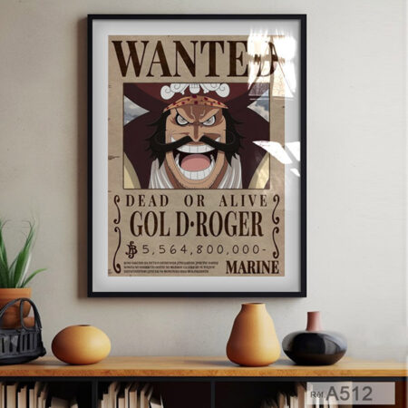 Tableau Décoration Murale Manga; Affiche Wanted Gol D. Roger - One Piece, chambre Adolescent & garçon vente au Maroc - Casablanca