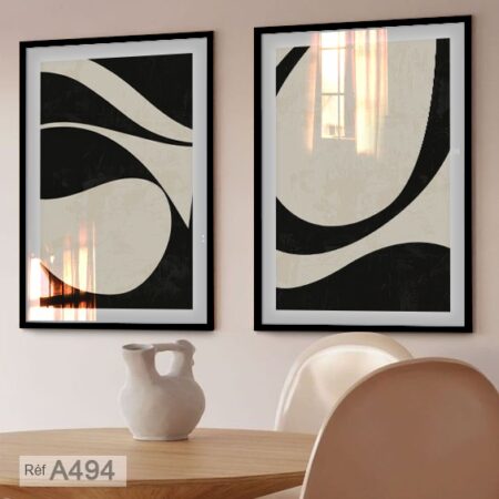 Deux beaux Tableaux Modernes Noir & Beige pour Salon & chambre à coucher, Art Mural Design vente en ligne au Maroc