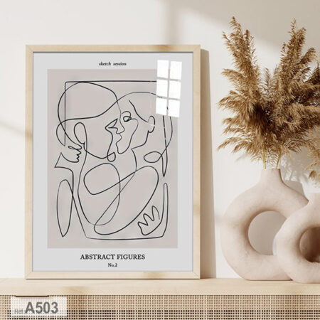 Tableau Décoration Murale: ligne simple minimaliste d'amour romantique, Figures Couple Kissing abstrait, Love, boutique d'art à Casablanca