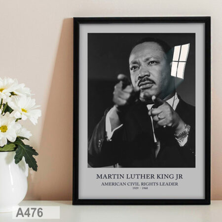 Tableau décoratif noir et blanc, Portrait Martin Luther King - Icône Américaine, poster mural d'histoire, vente au Maroc
