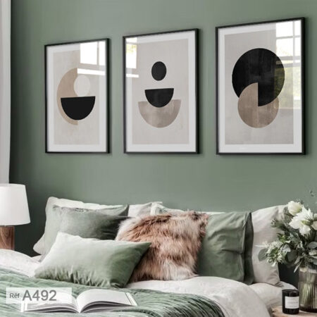Toiles murales minimalistes, idée déco intérieur contemporain. abstraite en noir, blanc et beige, 'affiches géométriques au Maroc