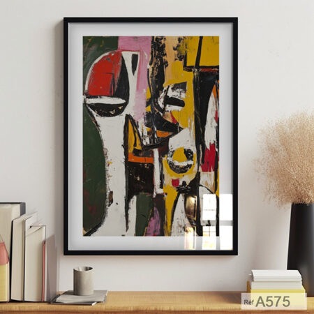 Tableau encadré compositions Abstraite Contemporaine - Couleurs Vives, Décoration Murale Design séjours, impression d'art au Maroc