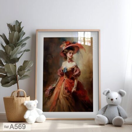 Portrait belle Femme d'Époque : Tableau Mural, Vintage & Beauté Rétro au Maroc, élégance charme et romantique لوحة رومانسية
