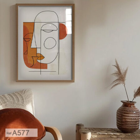 Art figurative, Déco murale Visage Géométrique abstrait, tableau encadré au Maroc depuis Casablanca, wall art print