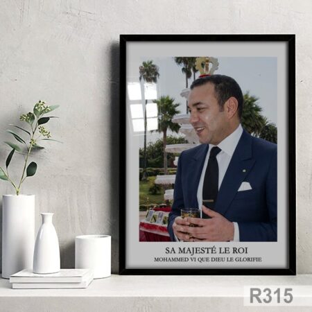 Tableau décoration murale, Photo Roi Mohamed six buvant thé Marocain avec le sourire الملك العاهل المغربي يشرب شاي