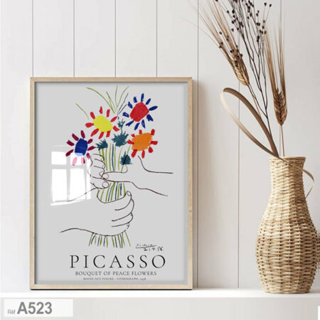 Tableau décoratif: Mains aux Bouquets Fleurs de Picasso, Affiche d'art moderne au Maroc