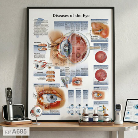 Anatomie de l'Œil Humain anglais, Tableau décoratif cabinet médical - Ophtalmologue & Pathologies oculaires, poster au Maroc