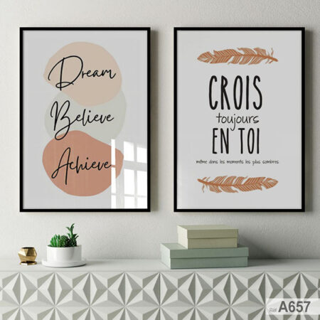 Cadres Décoratifs Citations Inspirantes - Anglais et Français, Tableaux pour ajouter une touche de motivation à votre intérieur: Rêve, Crois, Réalise