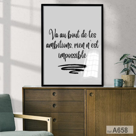 Tableaux Encadré: citation de motivation en français Quote wall art pour espace de travail au Maroc