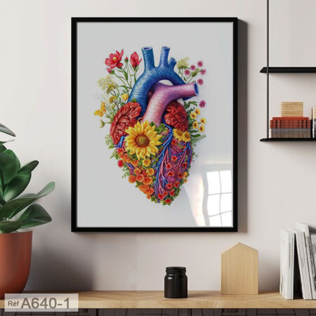 Affiche Botanique d'Anatomie Cœur Humain, tableau artistique cabinet médecin cardiologue, décoration murale salle d’attente