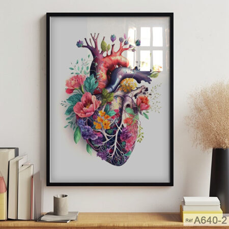 Tableau artistique: Anatomie du Cœur Floral - Décoration Murale cabinet médecin Cardiologue, Achat en ligne