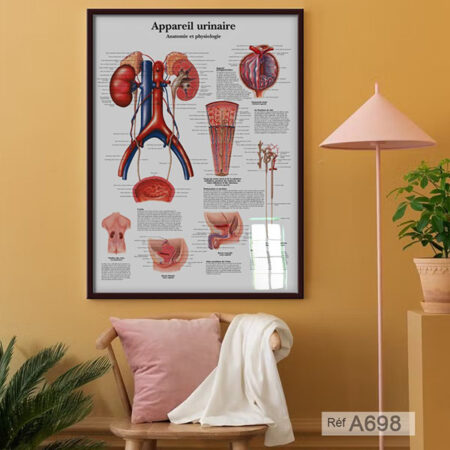Vente Tableau Médicale: Anatomie & physiologie l'appareil urinaire : décoration cabinet urologie & bureau médecin au Maroc - Casablanca