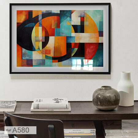 Tableau abstrait Composition Spirale & Peinture abstraite géométrique, décor intérieur moderne livraison casa, Marrakech ..