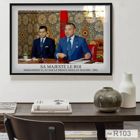 vente Tableau décoratif mural - Prix Promo: Portrait Roi Mohammed VI & Prince Moulay Rachid, Photo du discours royal 2002