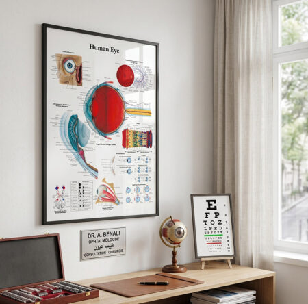 Affiche d'anatomie de l'Œil Humain, Tableau décoratif mural - Cabinet Ophtalmologue Maroc لوحة طبيب عيون