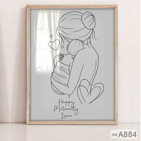 Affiche encadré : Femme Enceinte - Art Minimaliste Grossesse | Tableau Décoratif Maternité & sage femme & gynécologie au Maroc depuis Casablanca