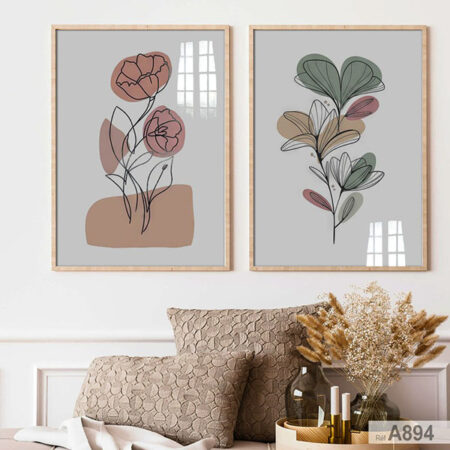 Deux Affiches décoratifs : Art Mural Floral Minimaliste - Impressions Abstraites tableaux Élégantes au Maroc