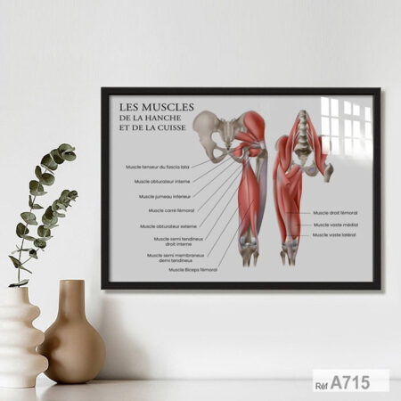 Tableau décoratif cabinet médical & centre de santé, Anatomie muscles de la hanche & la cuisse