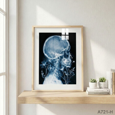 Tableau Médical Design Maroc - Radiographie Crâne Floral, décoration artistique Salle d'Attente médecin généraliste, livraison à Casablanca