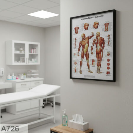 Affiche décoration médicale salle & bureau médecin orthopédiste : Tableau d'anatomie musculaire: salle de réception ou un cabinet d'ostéopathie,