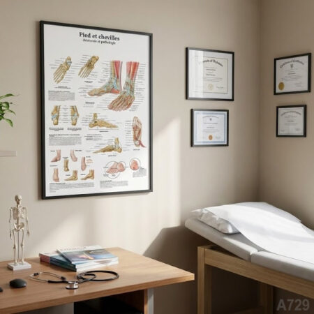 Vente Déco Médicale Casablanca : Tableau Anatomie Pied & Cheville - Cadre Déco Cabinet de santé Orthopédiste & Podologue Maroc