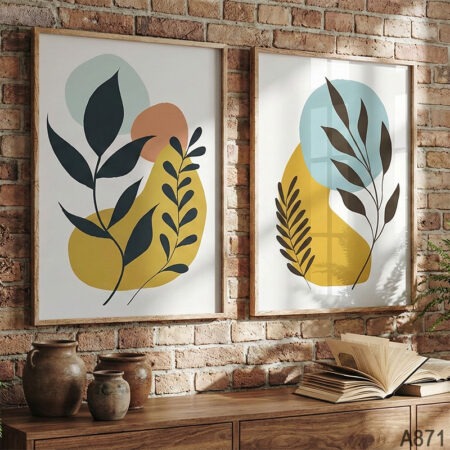 Cadre Décoration murale Minimalistes Feuillage, Idéal séjour ou Chambre Ambiance Zen au-dessus du lit ou fauteuil , Décoration Scandinave Moderne vendu à Casablanca