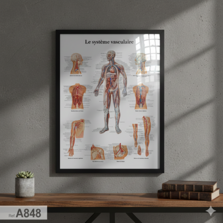 Affiche Anatomique pédagogique Système vasculaire : Tableau décor medical cabinet Médecine & clinique à prix abortable, vente au Maroc