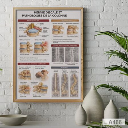 Anatomie du Dos : la Colonne Vertébrale, Hernie Discale & Pathologie - Tableau salle & Cabinet Médicale au Maroc