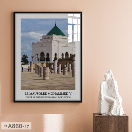Mausoleum of Mohammed V in Rabat – Architecture & History of Morocco, Wall Art Décor for Office لوحة حائطية تاريخية الرباط ضريح محمد الخامس
