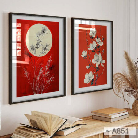 Art Asiatique : Décoration murale Rouge élégante chambre et séjours : Tableaux Japonais Zen Modernes au Maroc depuis Casablanca