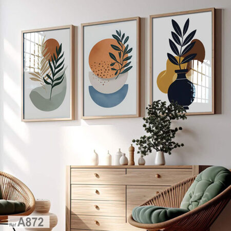 Trois Tableaux Mural Bohème Nature& Vases Art Botanique, Décoration Murale Salon & séjours Scandinaves Modernes, livraison à rabat, Marrakech et Tout le Maroc depuis Casablanca
