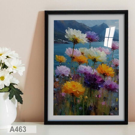 Prix et infos : vente Tableau Floral Moderne, Paysage de Fleurs et et Montagnes Colorées - Déco Chambre & Salon au Maroc depuis Casablanca