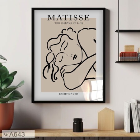 Cadre Sous Verre Moderne : Tableau Matisse femme "The Essence of Line" idéé Décoration Intérieure murales Chic Séjour et Bureau - Expédition Casablanca Rabat