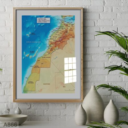 Tableau mural sous Verre : Carte du Royaume - décor espace travail & Bureau, Livraison au Maroc de Casablanca